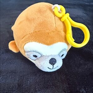 Plush Monkey Clip-On Keychain in Brown and Yellow